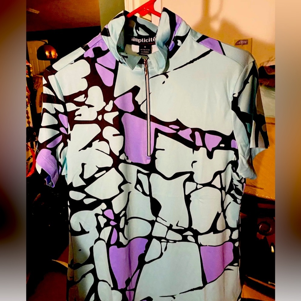 NWT Jamie Sadock Simplicite Women’s Golf Shirt 1/4 Zip Aqua purple Medium